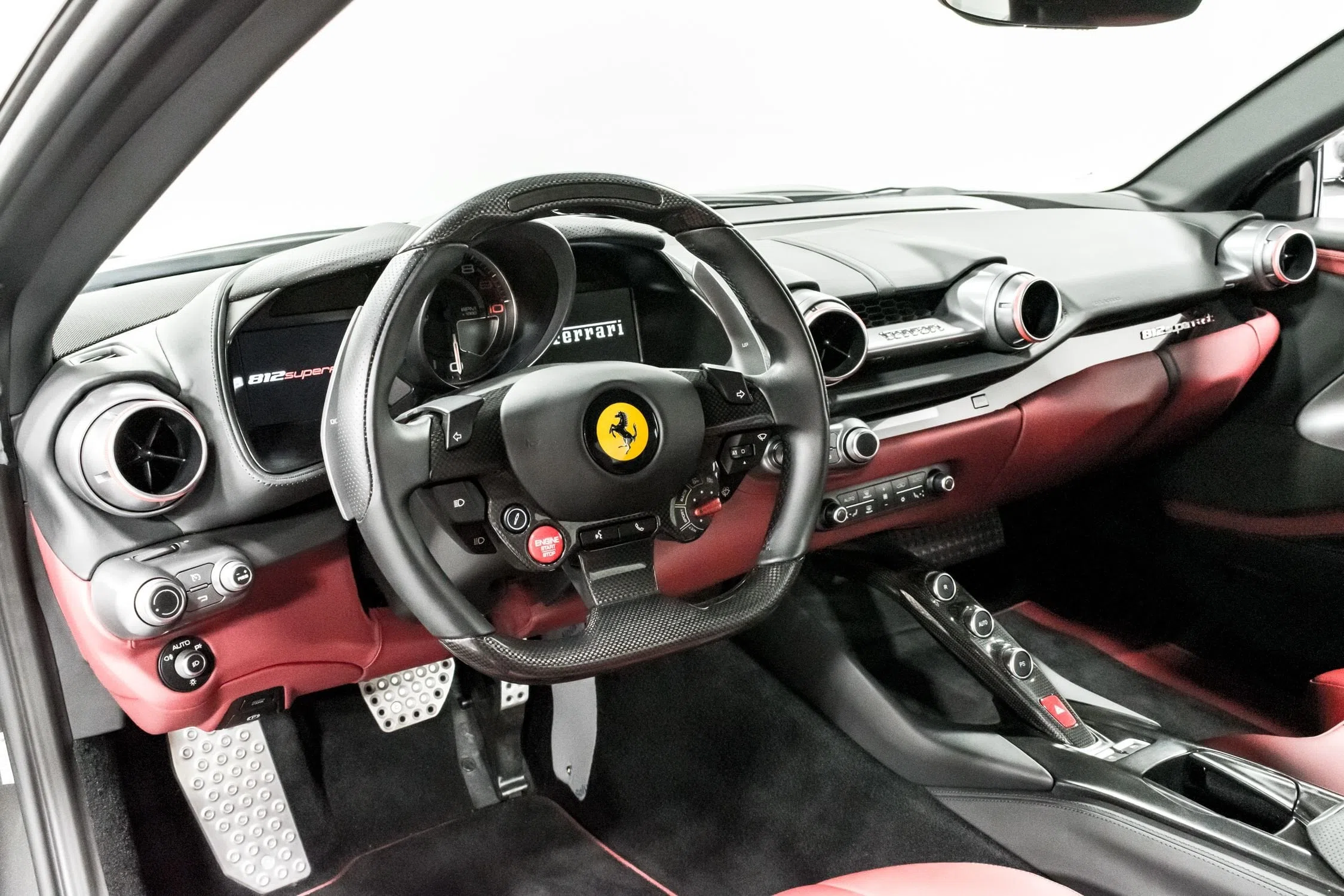 2020 Ferrari 812 Superfast fastback interior, dashboard, Brown