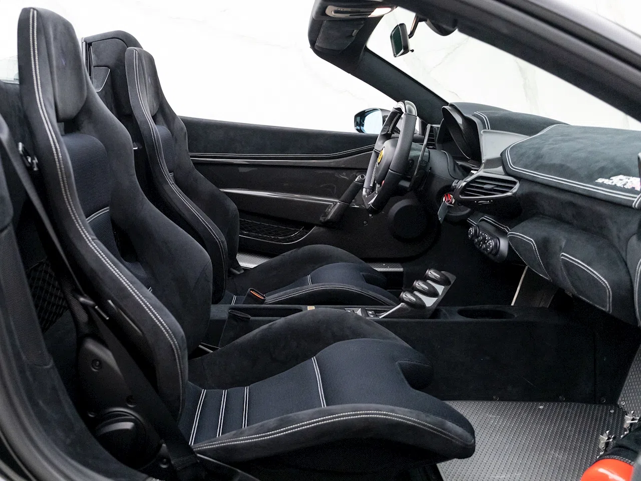 2016 Ferrari 458 Speciale Aperta interior, seats, Nera Alcantara & 3D Fabric
