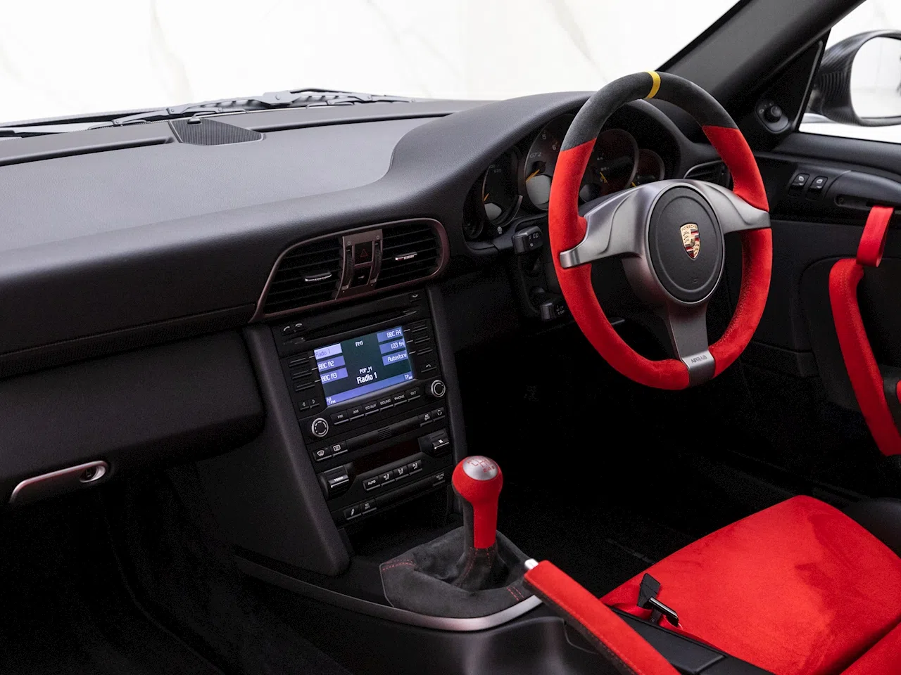 2011 Porsche 911 (997) GT2 RS interior, dashboard, Black Leather & Red Alcantara