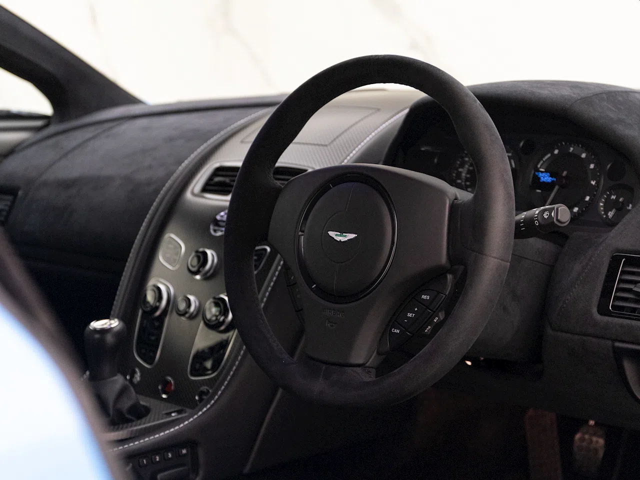 2017 Aston Martin Vantage GT8 interior, Pure Black Alcantara