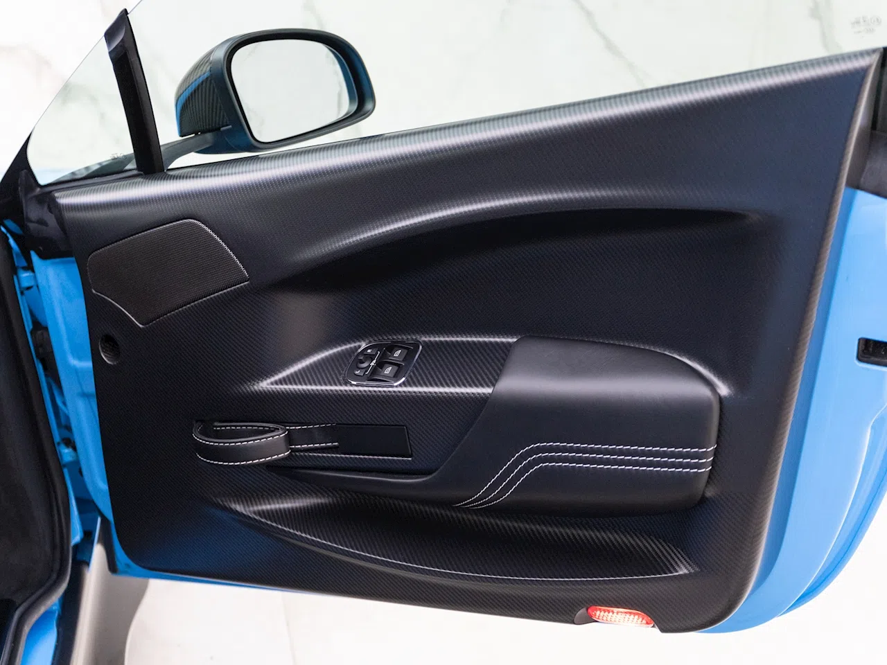 2017 Aston Martin Vantage GT8 interior, door panel, Pure Black Alcantara