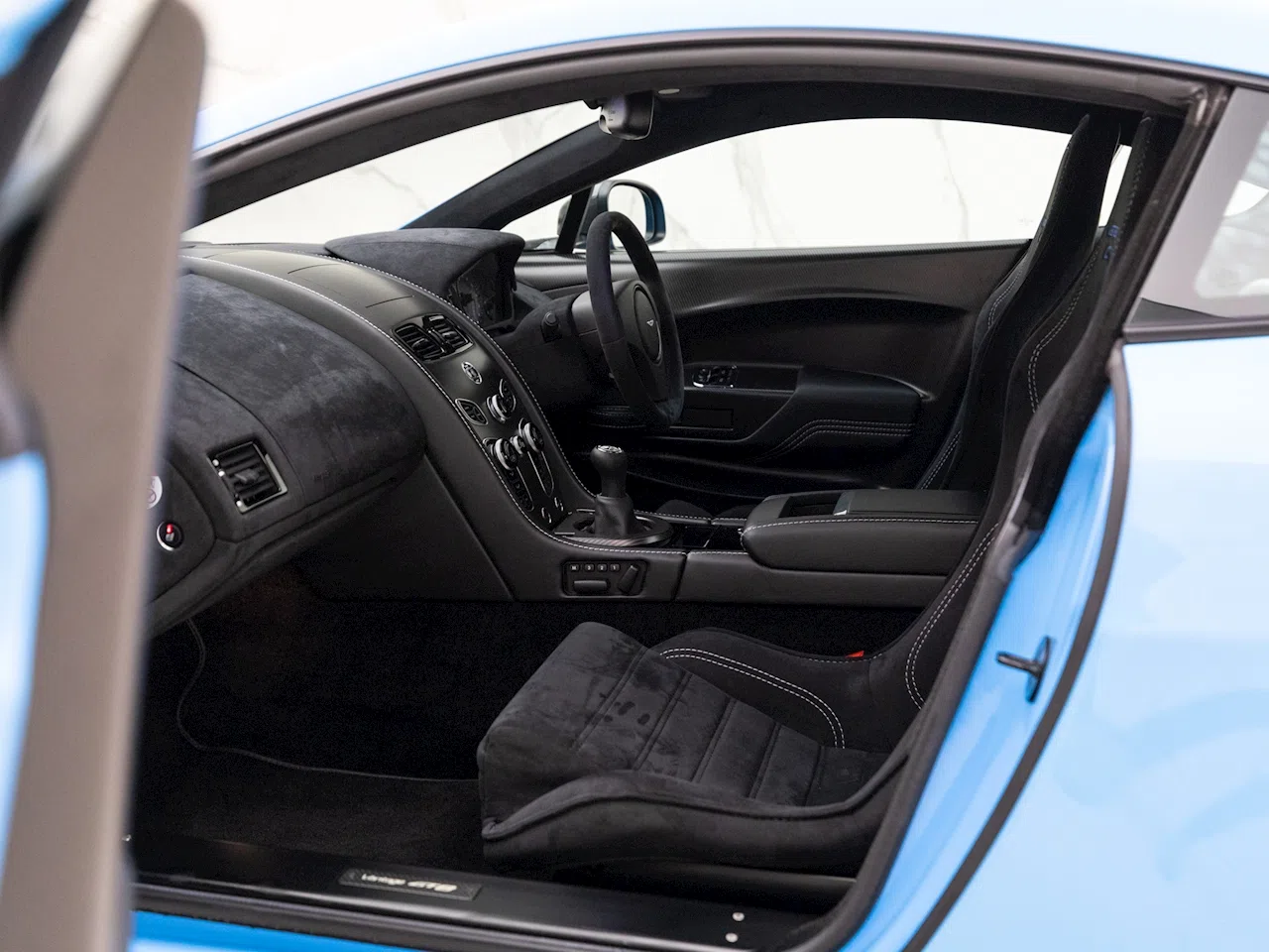 2017 Aston Martin Vantage GT8 interior, Pure Black Alcantara
