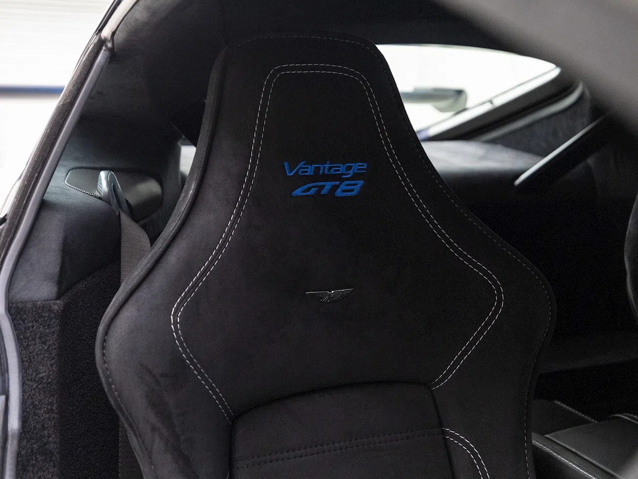 2017 Aston Martin Vantage GT8 interior, seats, Pure Black Alcantara