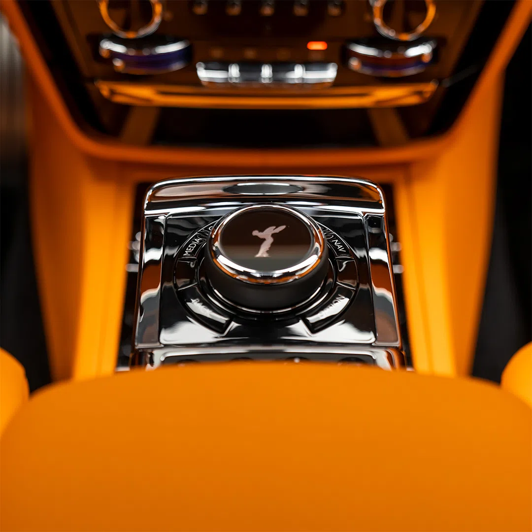 2022 Rolls-Royce Phantom VIII EWB interior, center console, Orange