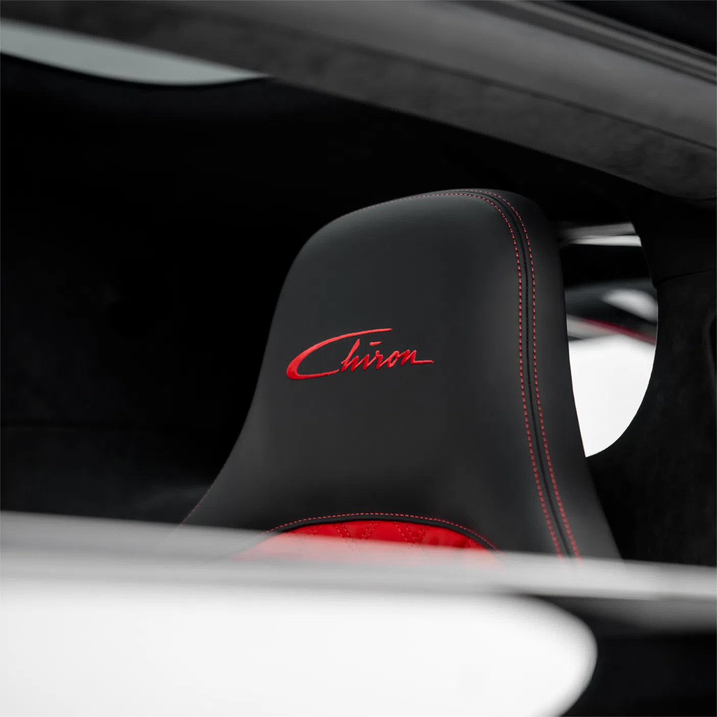 2021 Bugatti Chiron interior, Black and Red, Leather