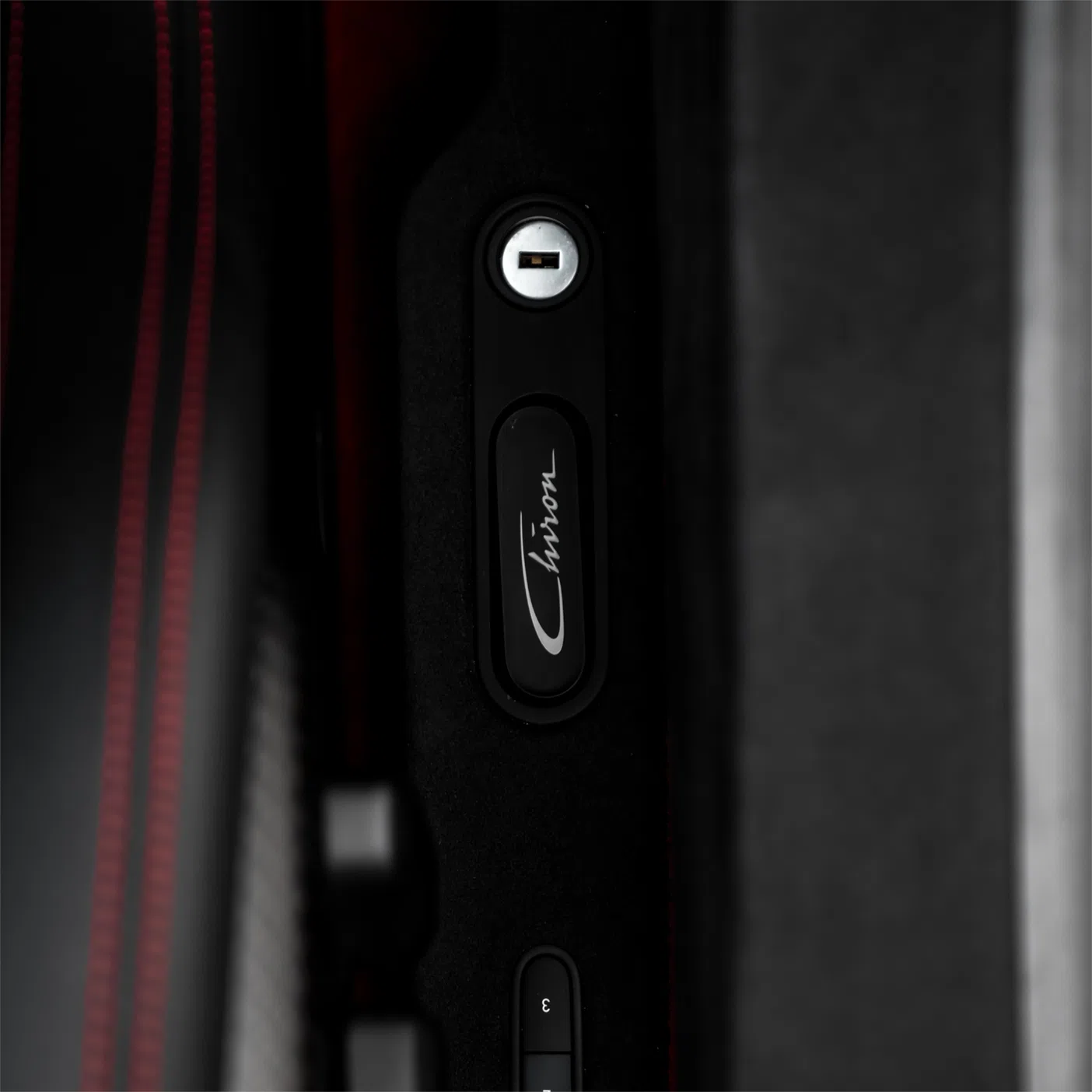 2021 Bugatti Chiron interior, center console, Black and Red, Leather