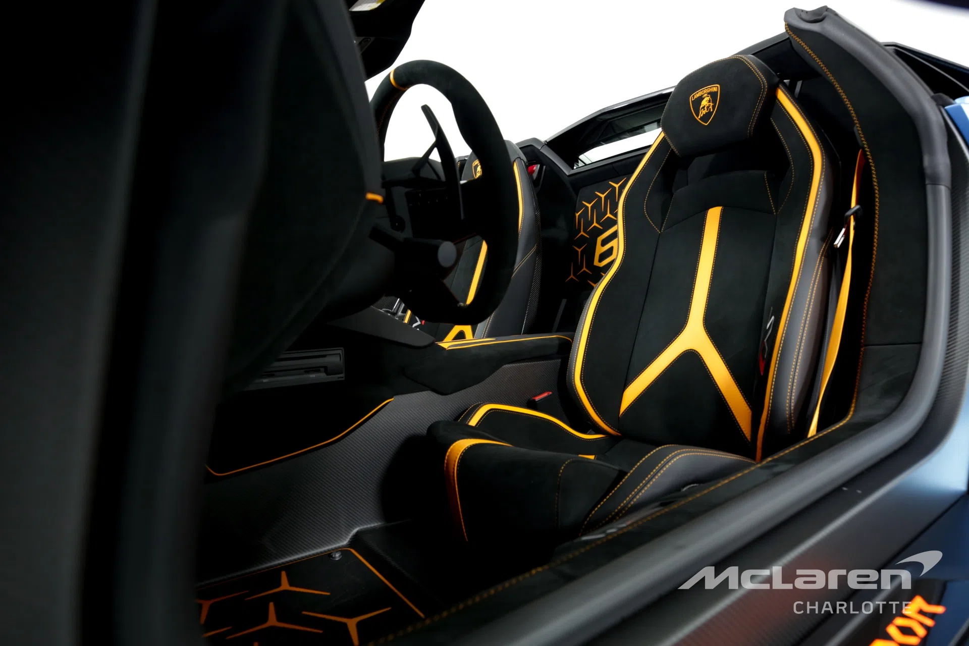 2021 Lamborghini Aventador LP 770-4 SVJ interior, Nero Cosmus with Arancio Leonis