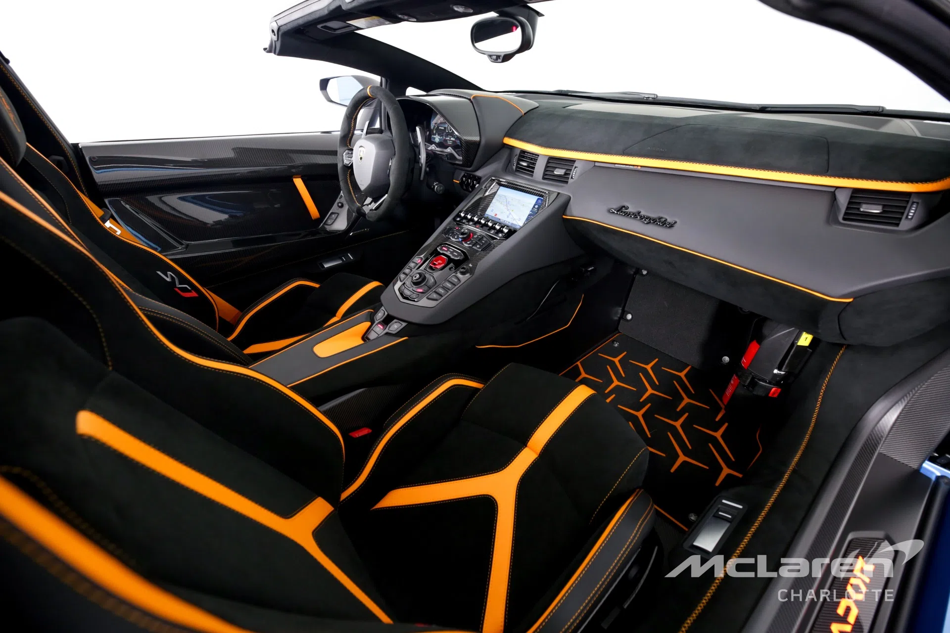 2021 Lamborghini Aventador LP 770-4 SVJ interior, Nero Cosmus with Arancio Leonis