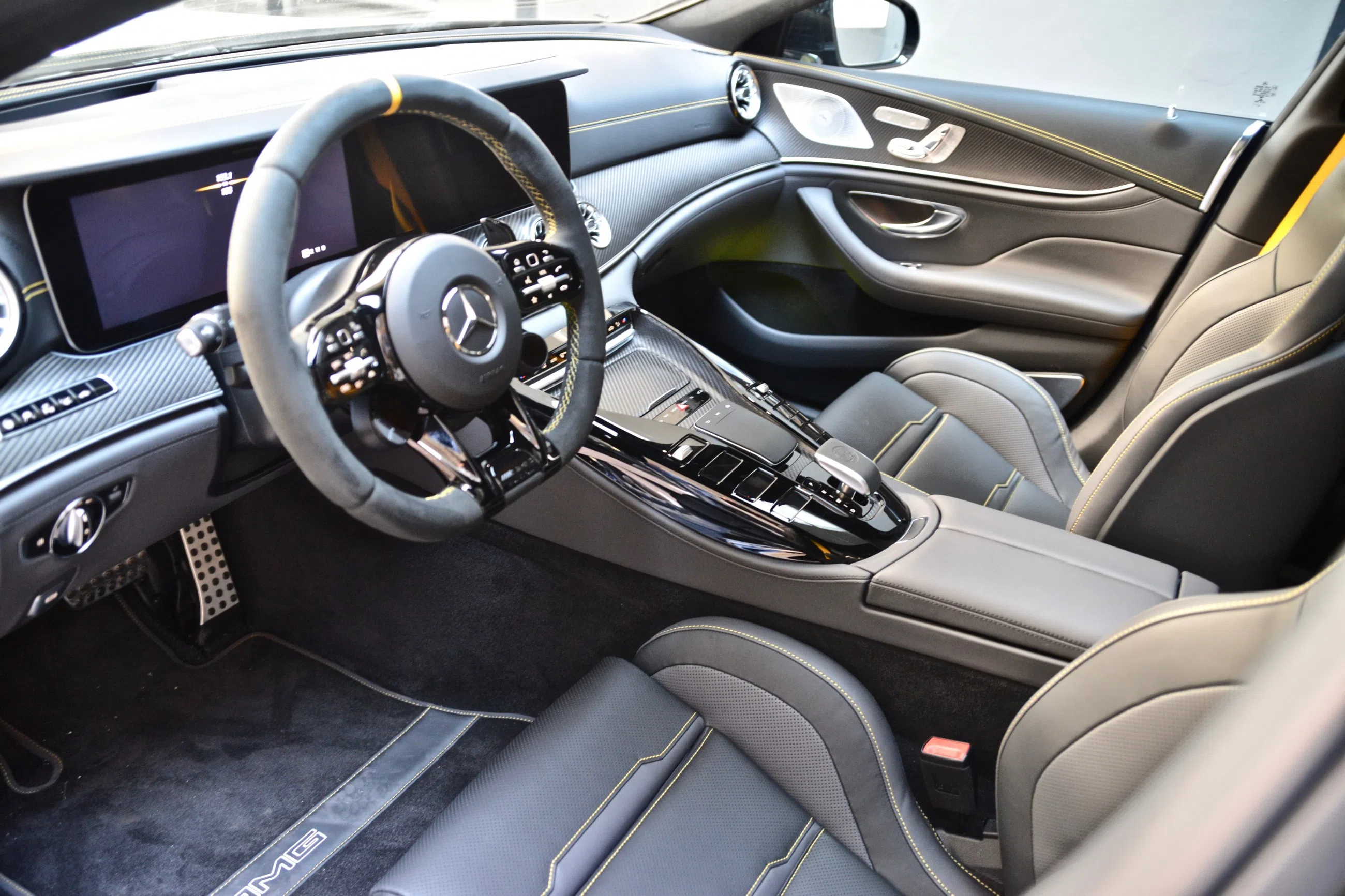 2019 Mercedes-AMG GT 63 S 4M interior, Black Alcantara/ Yellow
