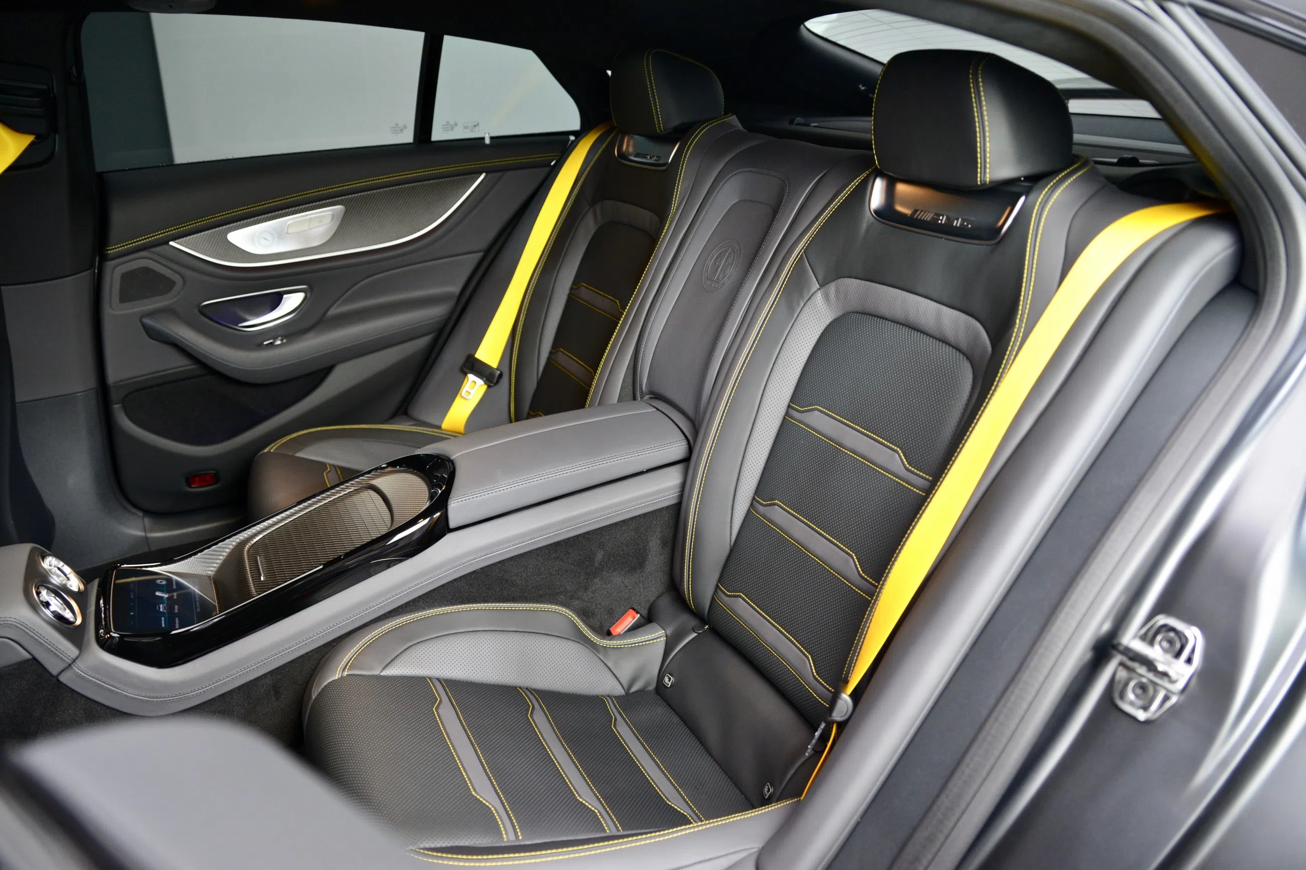 2019 Mercedes-AMG GT 63 S 4M interior, seats, Black Alcantara/ Yellow
