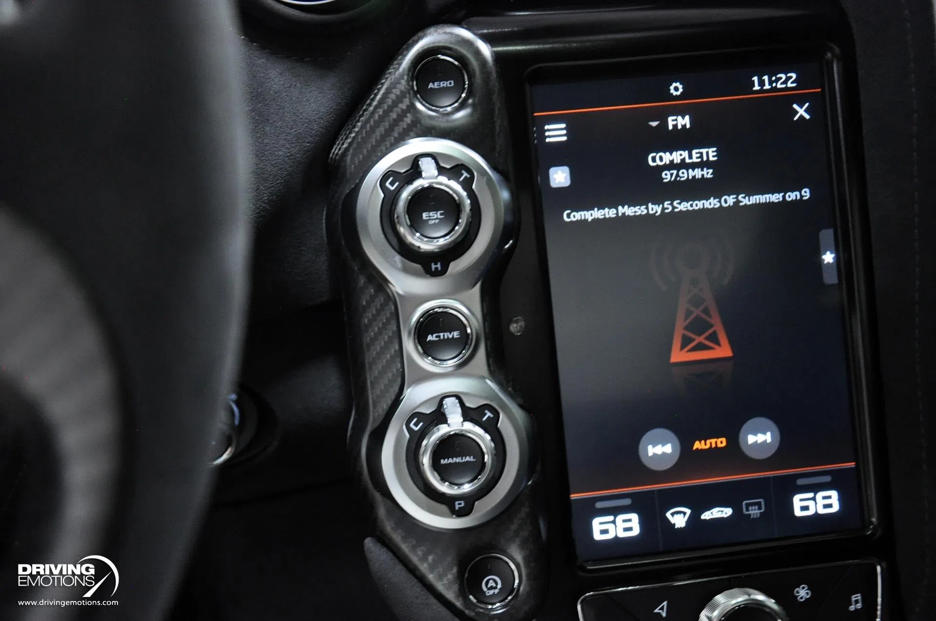 2021 McLaren 765LT interior, center console, Black