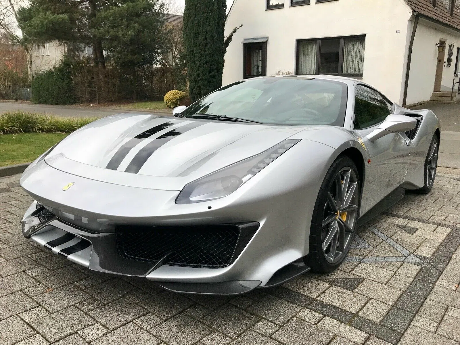 2019 Ferrari 488 Pista for sale, front three-quarter view, Grey