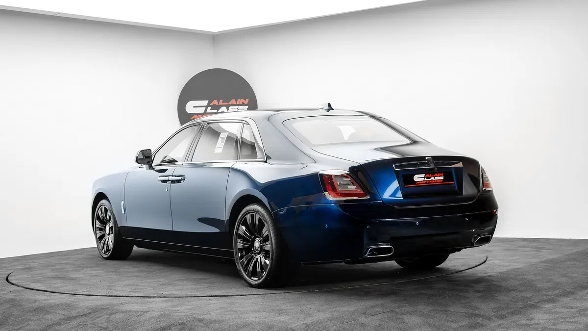 2022 Rolls Royce Ghost EWB, rear three-quarter view
