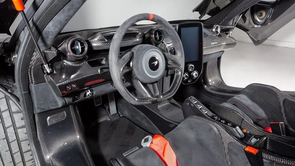 2019 McLaren Senna Coupe interior, dashboard, Black