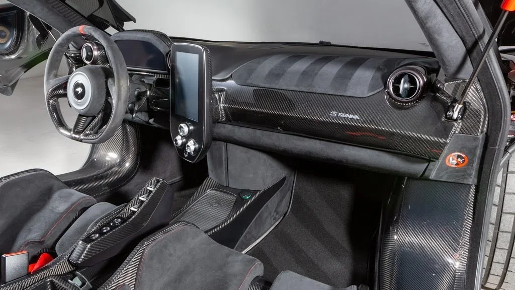 2019 McLaren Senna Coupe interior, dashboard, Black