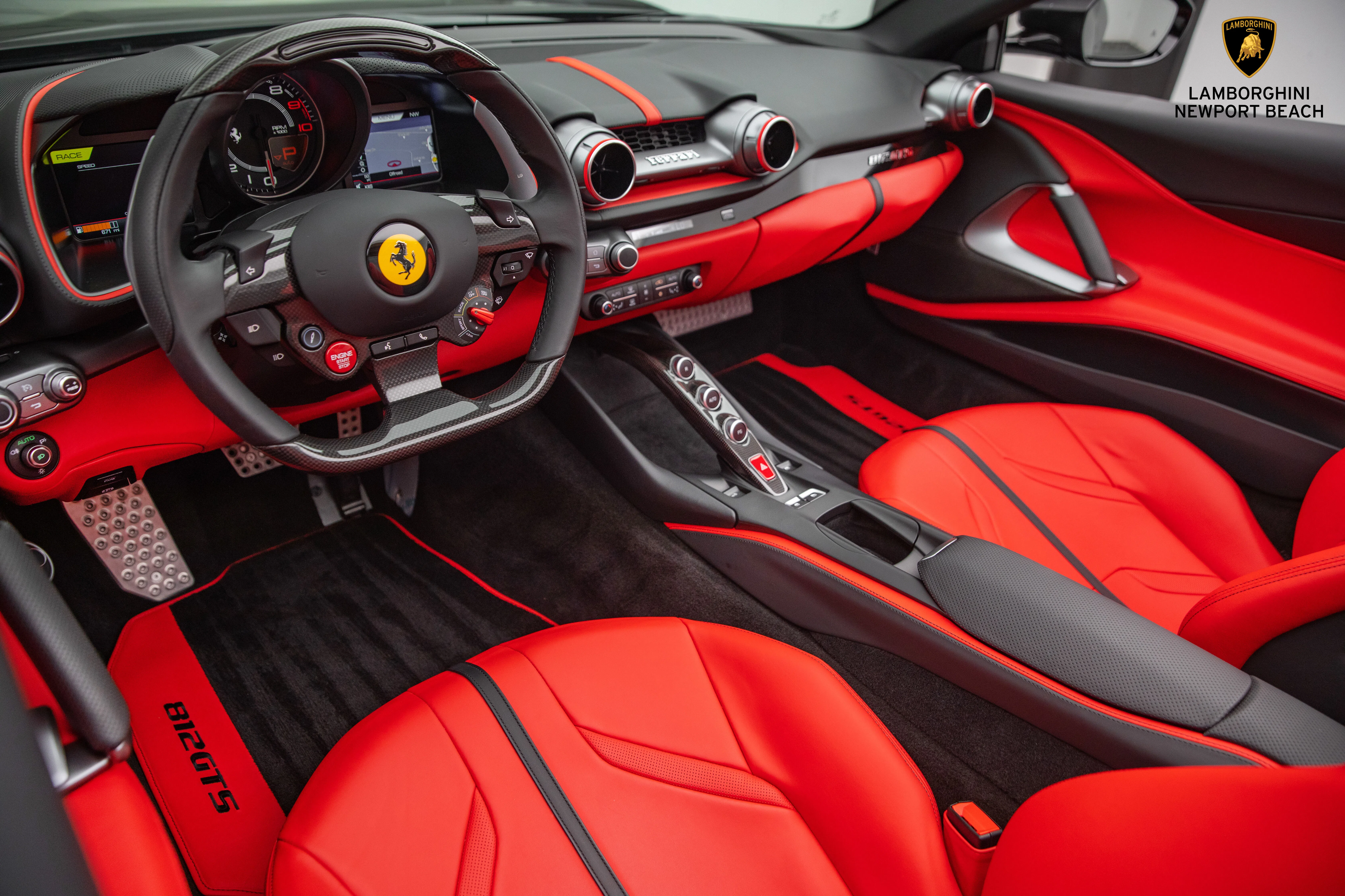 2021 Ferrari 812 GTS interior, Rosso Ferrari