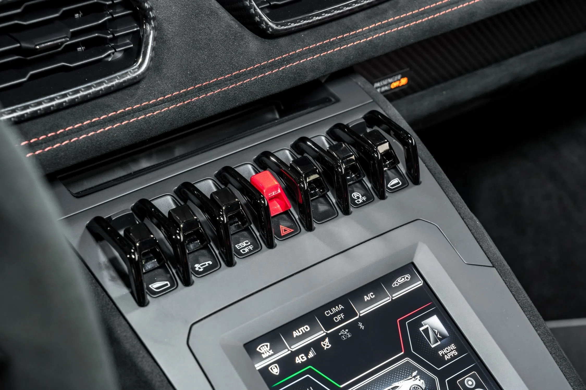 2021 Lamborghini Huracan STO interior, center console