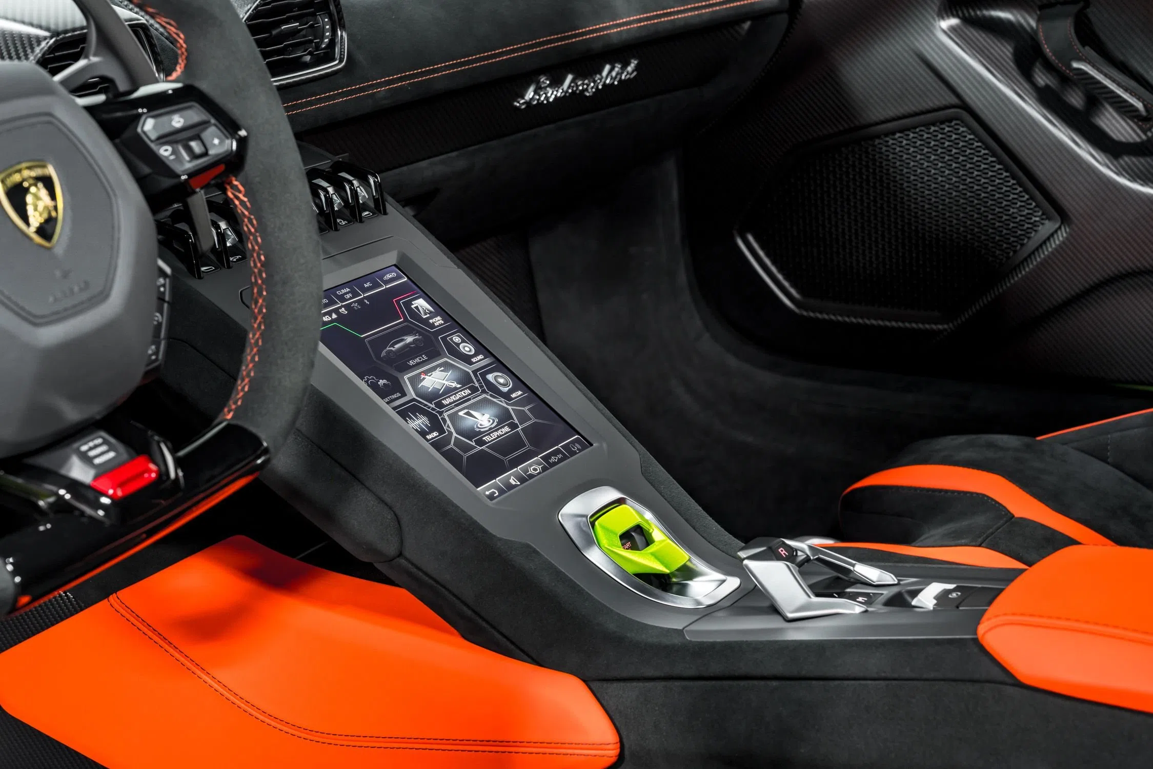 2022 Lamborghini Huracan STO interior, center console