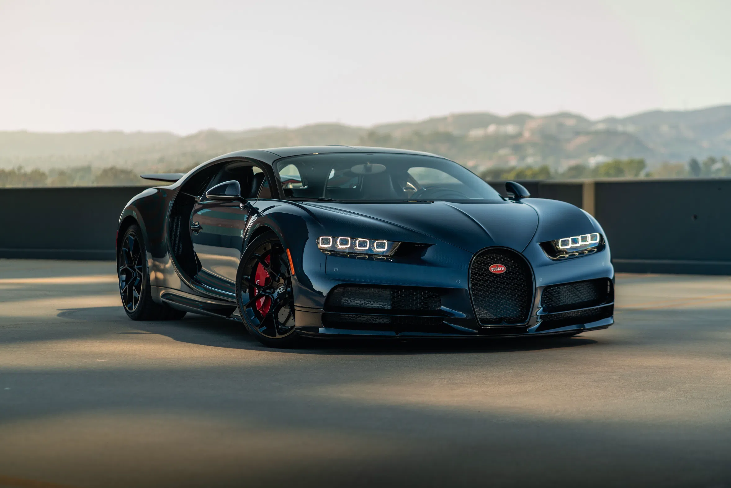 2018 Bugatti Chiron, exterior, Black and Blue Carbon