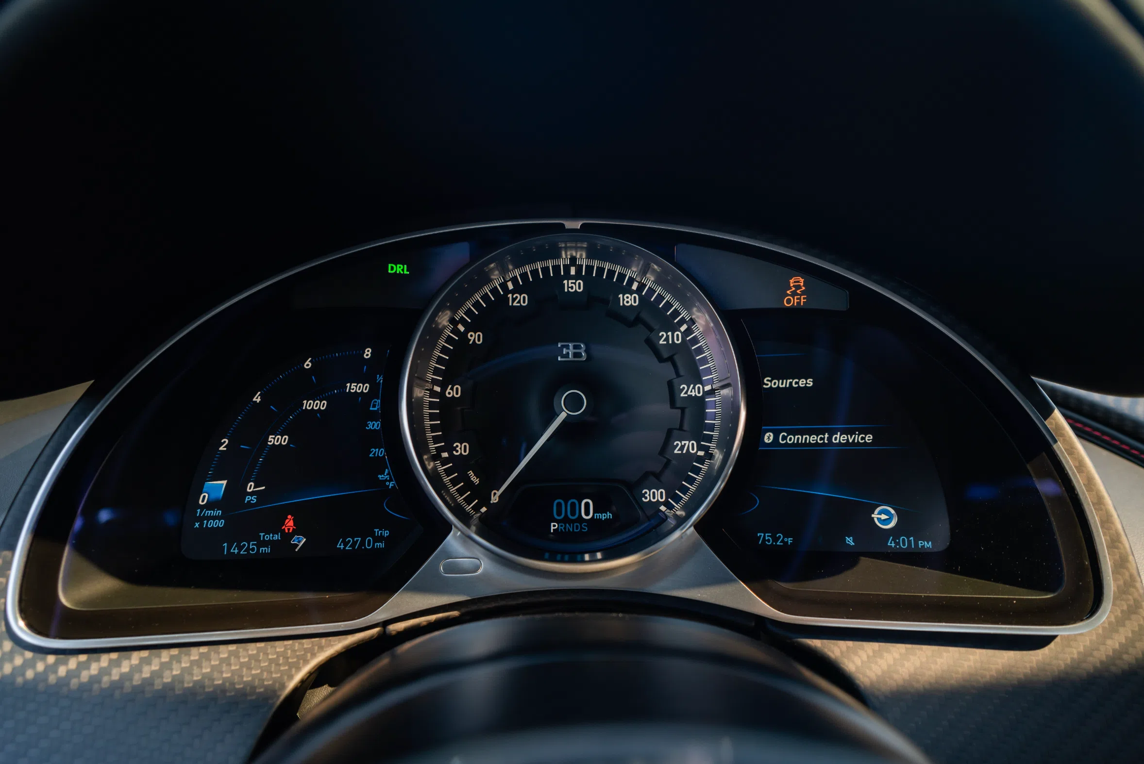 2018 Bugatti Chiron interior, Beluga Black Carbon