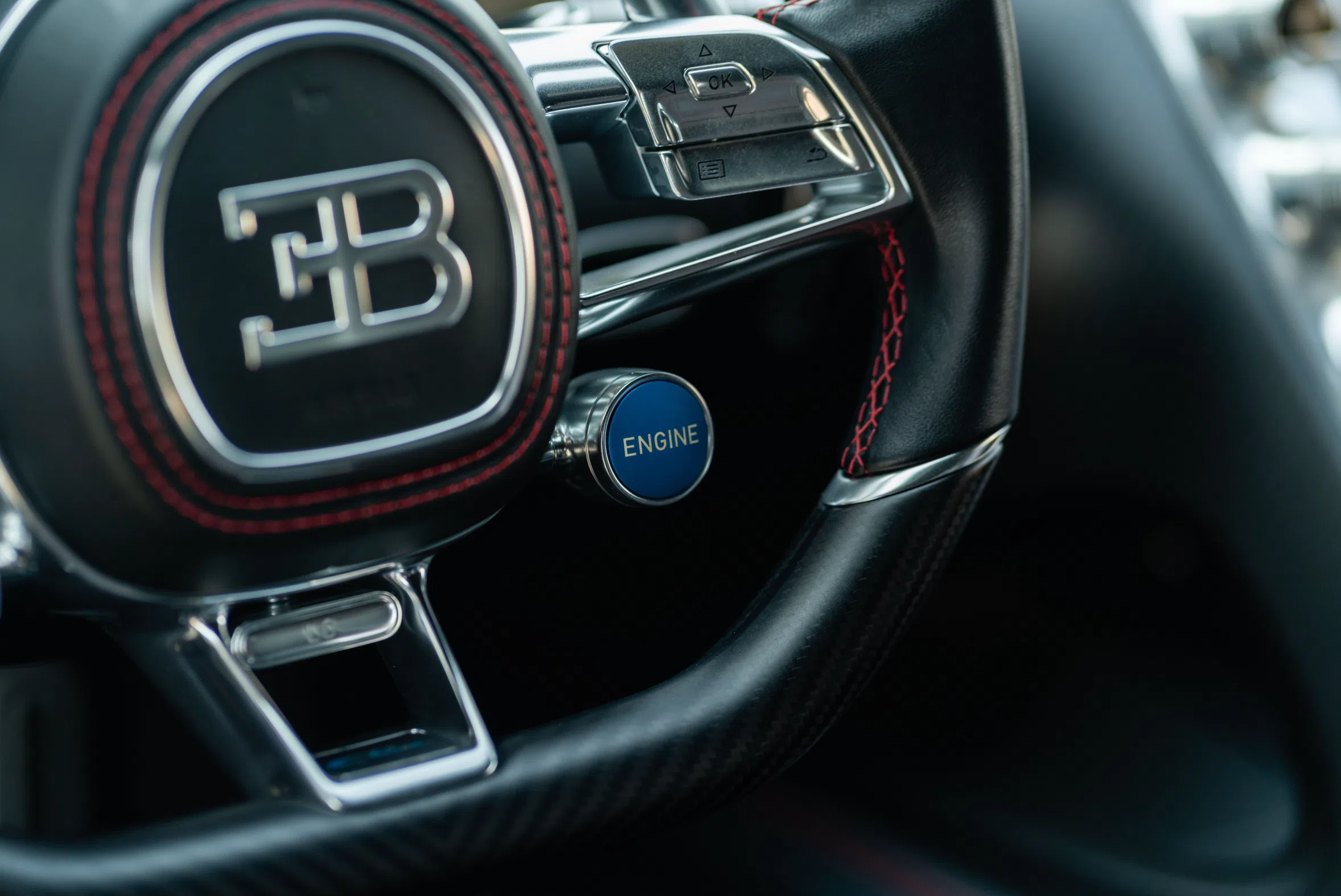 2018 Bugatti Chiron interior, Beluga Black Carbon