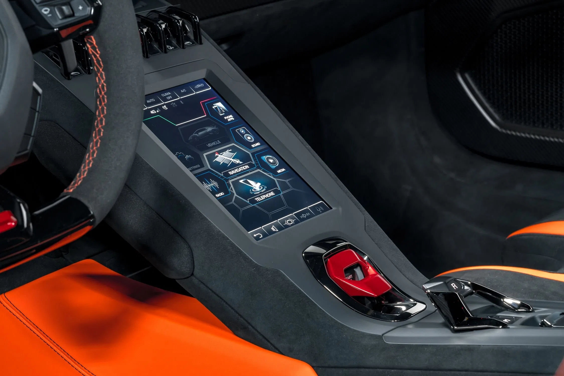 2022 Lamborghini Huracan STO interior, center console