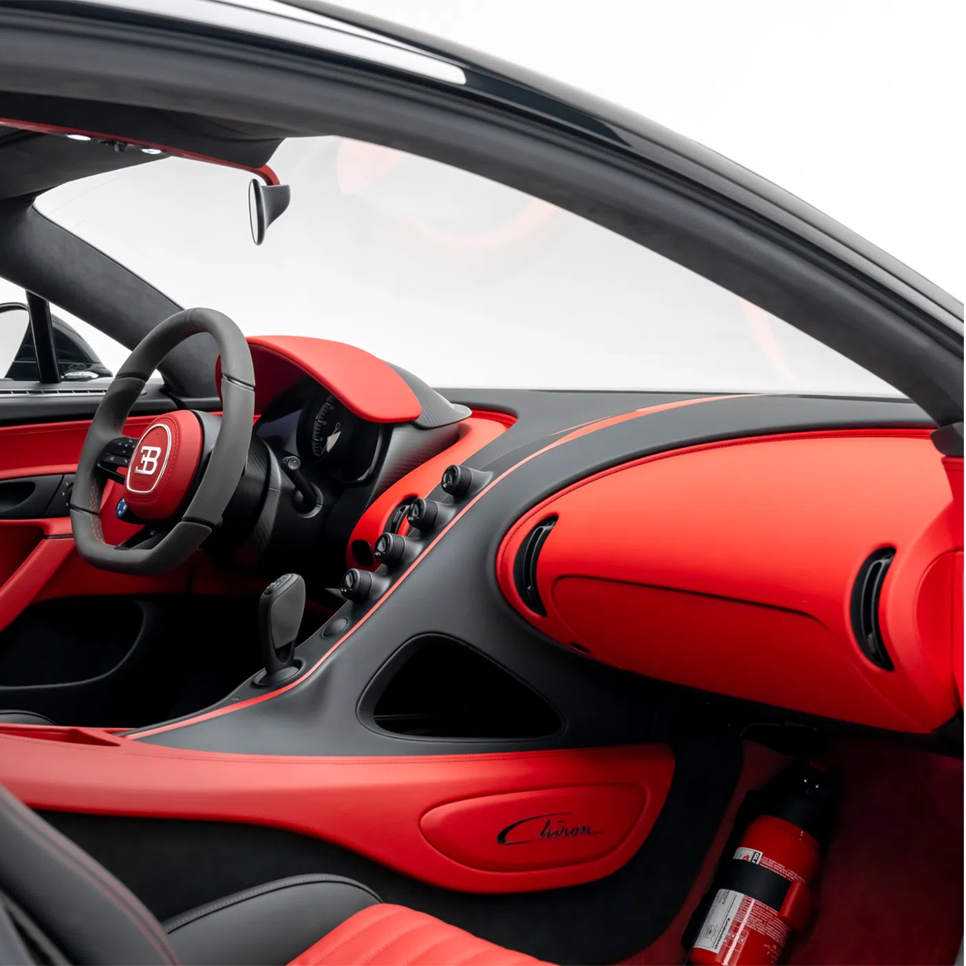 2021 Bugatti Chiron interior, Black and Red, Leather