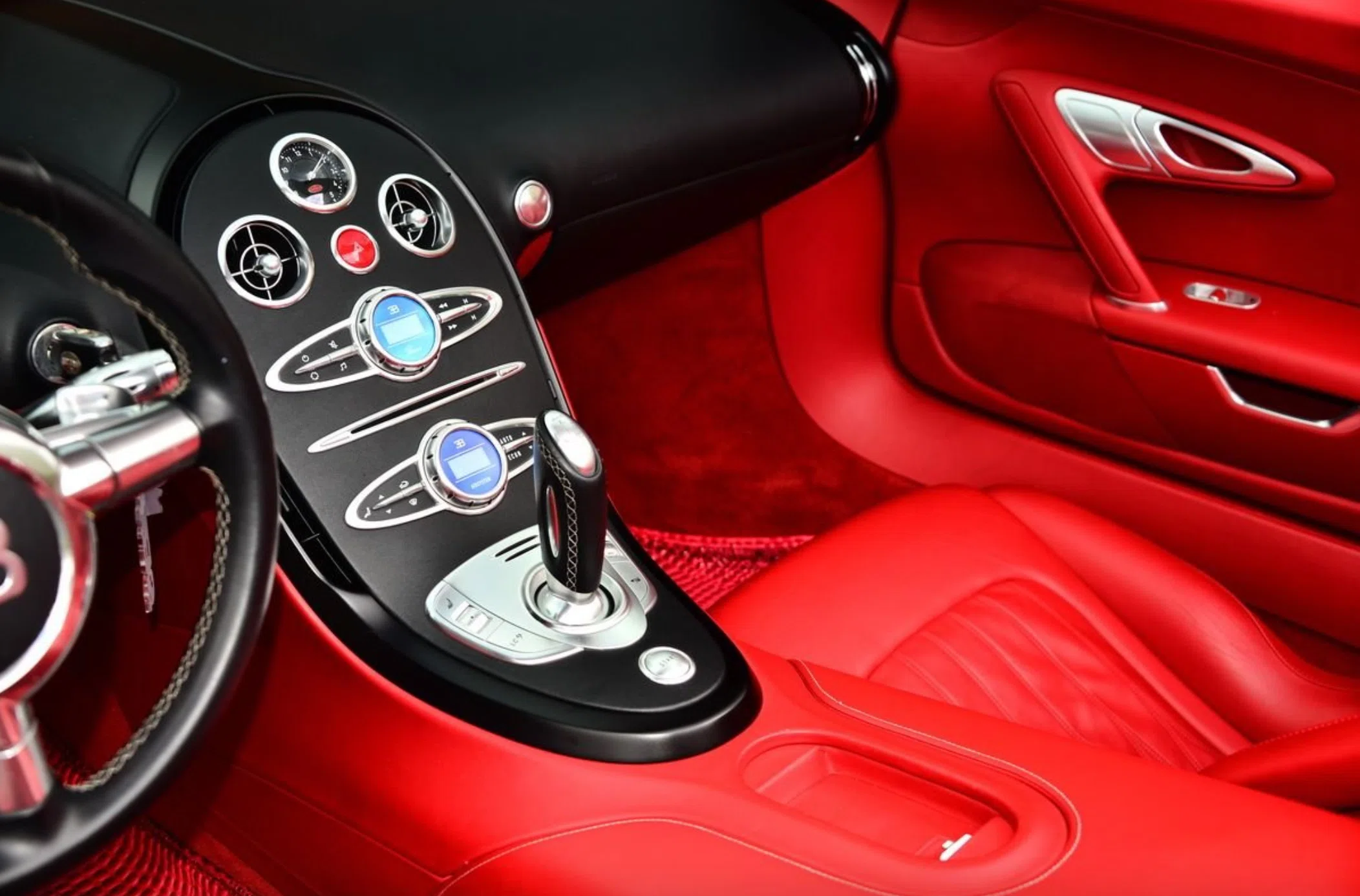2012 Bugatti Veyron Grand Sport interior, Red, Leather