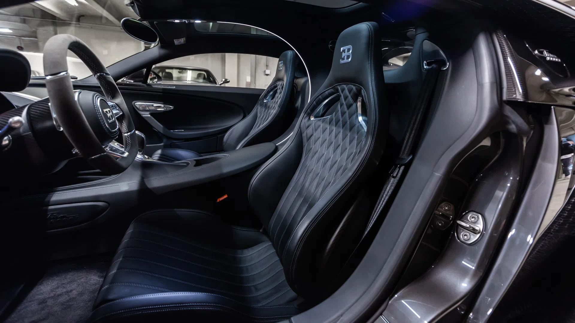2021 Bugatti Chiron Sport interior, seats, Beluga Black