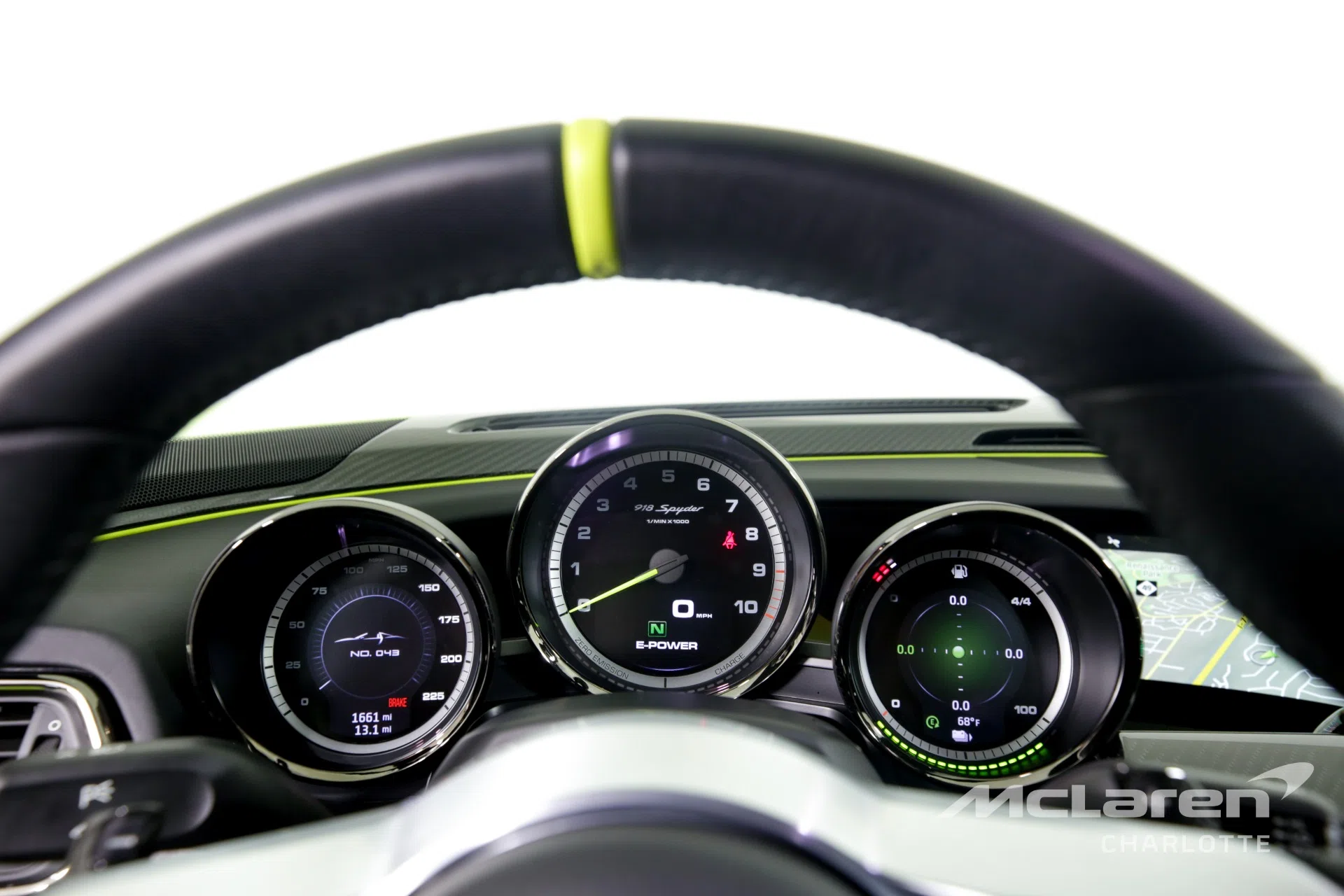 2015 Porsche 918 Spyder interior, Onyx Black/Acid Green
