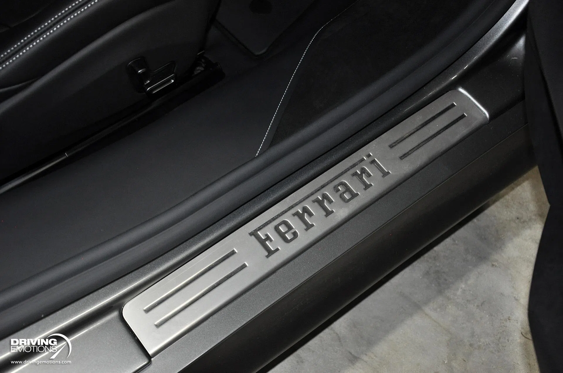 2022 Ferrari SF90 Stradale interior, door sill, Nero, Leather