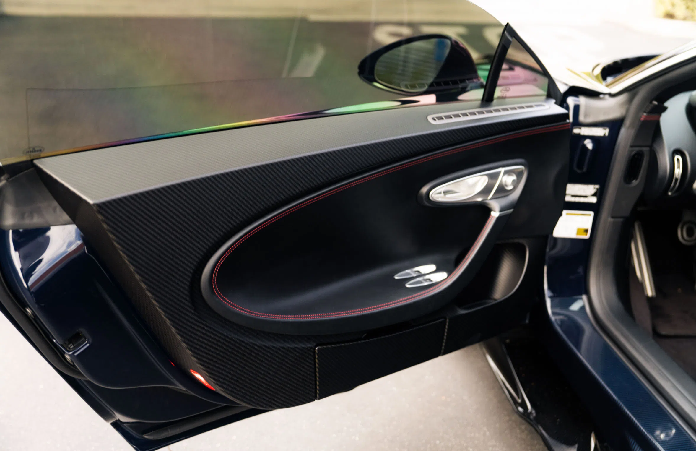 2018 Bugatti Chiron interior, door panel, Beluga Black Carbon