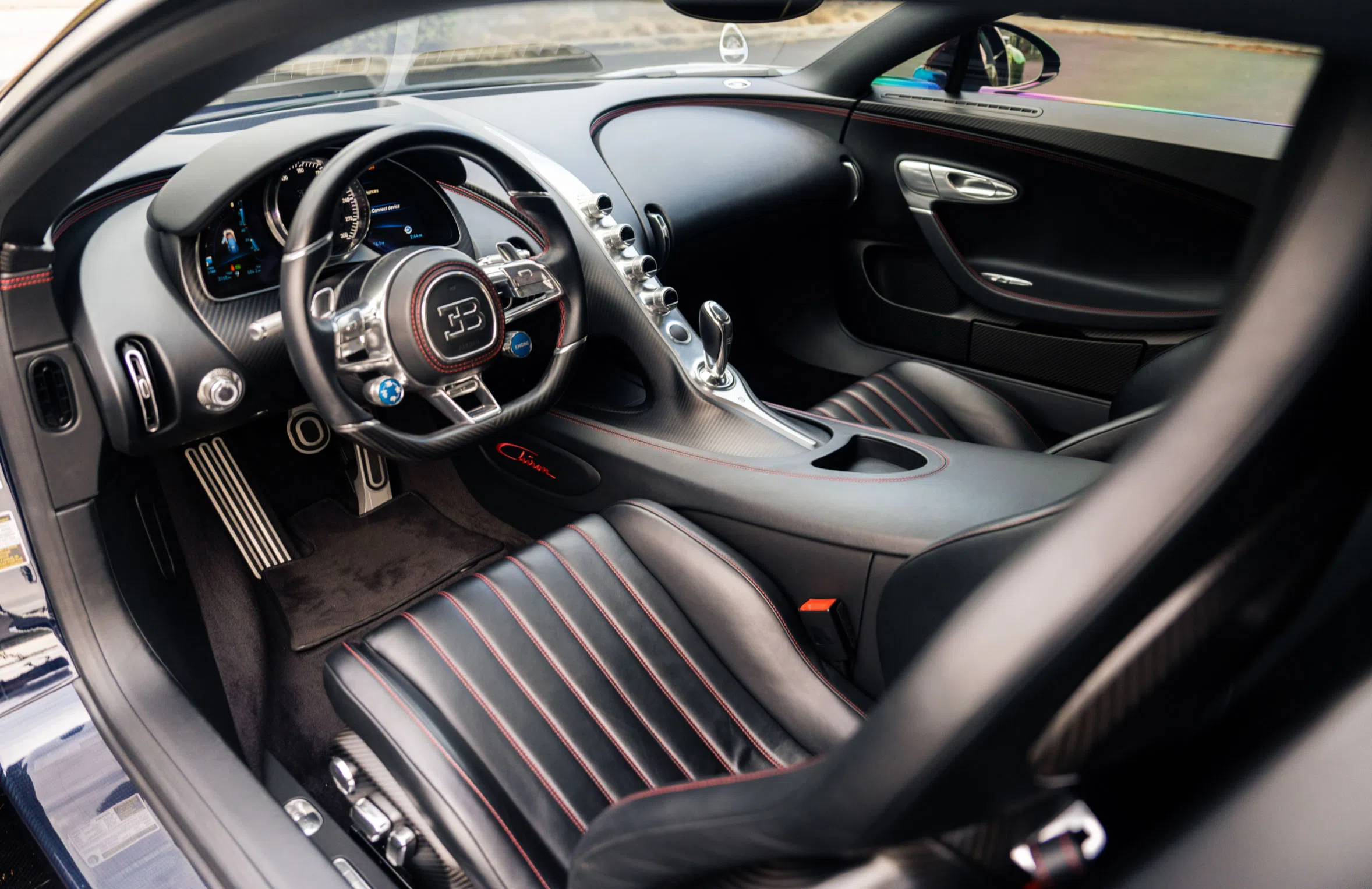 2018 Bugatti Chiron interior, Beluga Black Carbon
