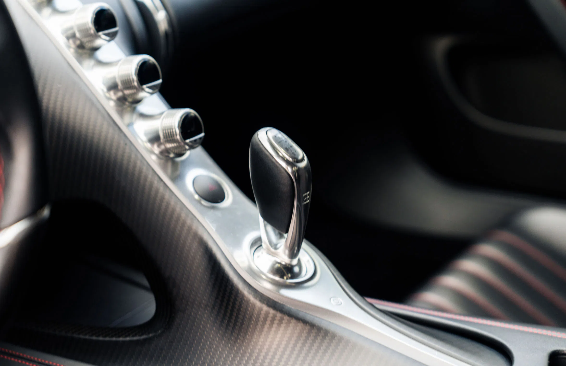 2018 Bugatti Chiron interior, center console, Beluga Black Carbon