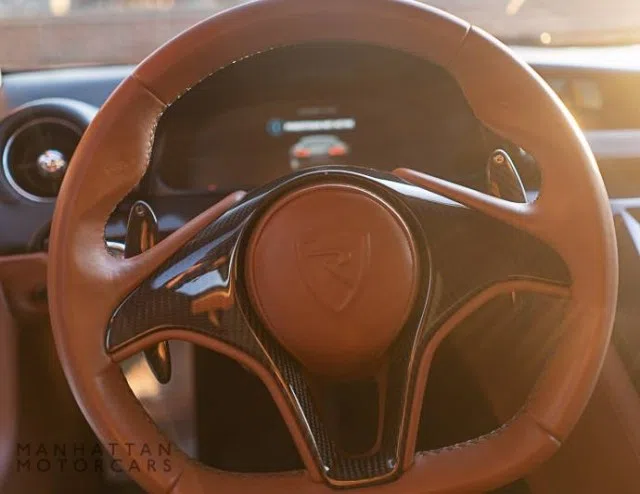 2019 Rimac Concept One interior, steering wheel, Cognac Gold