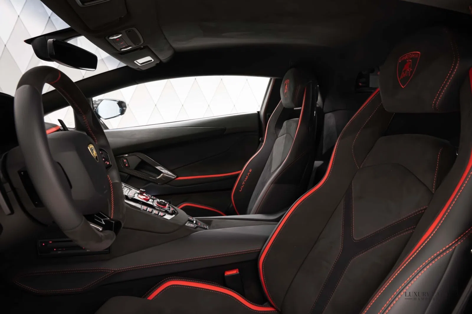 2022 Lamborghini Aventador Ultimae interior, seats, Alcantara