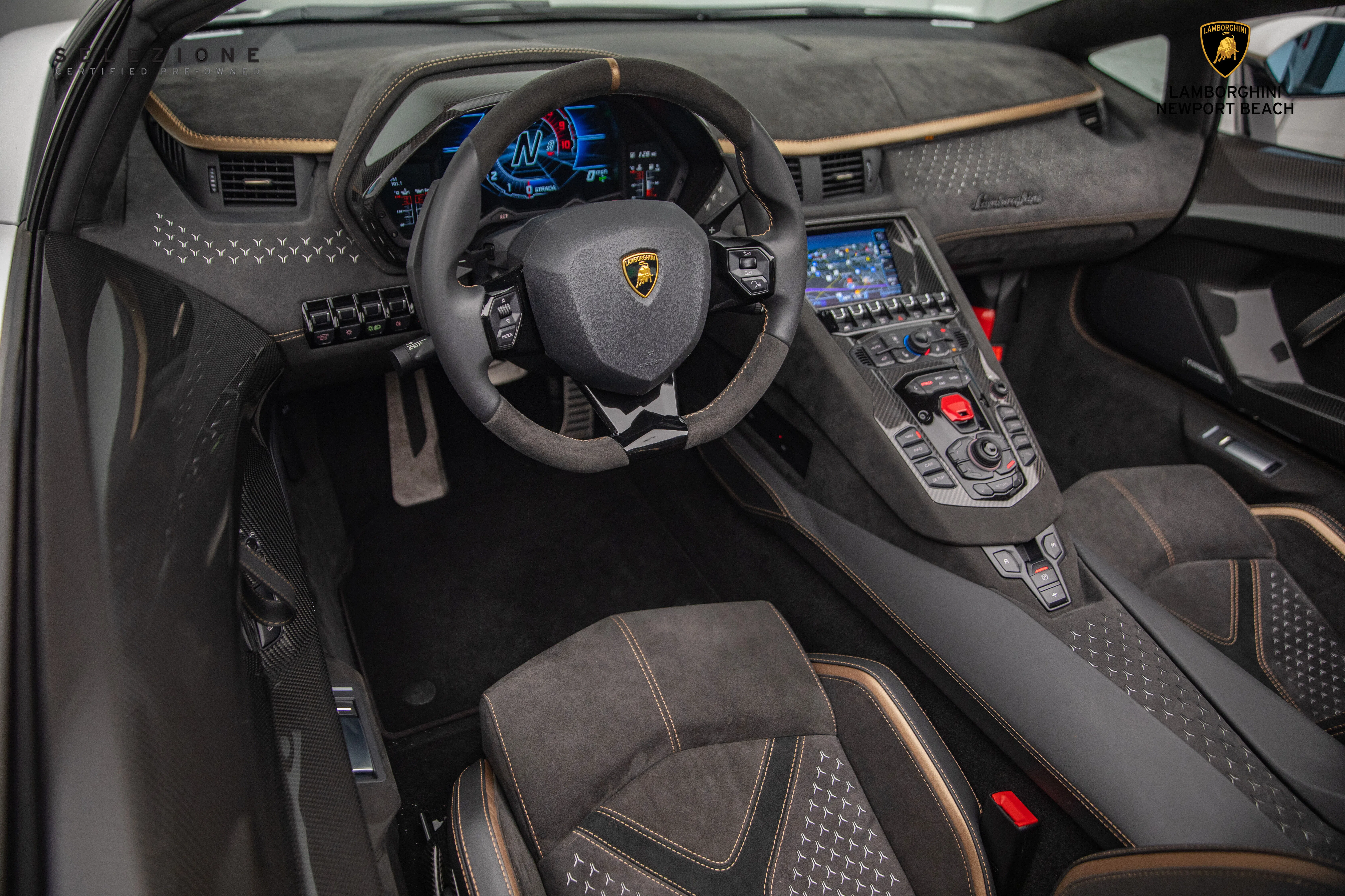 2022 Lamborghini Aventador LP 780-4 Ultimae Roadster interior, dashboard, Nero Cosmus