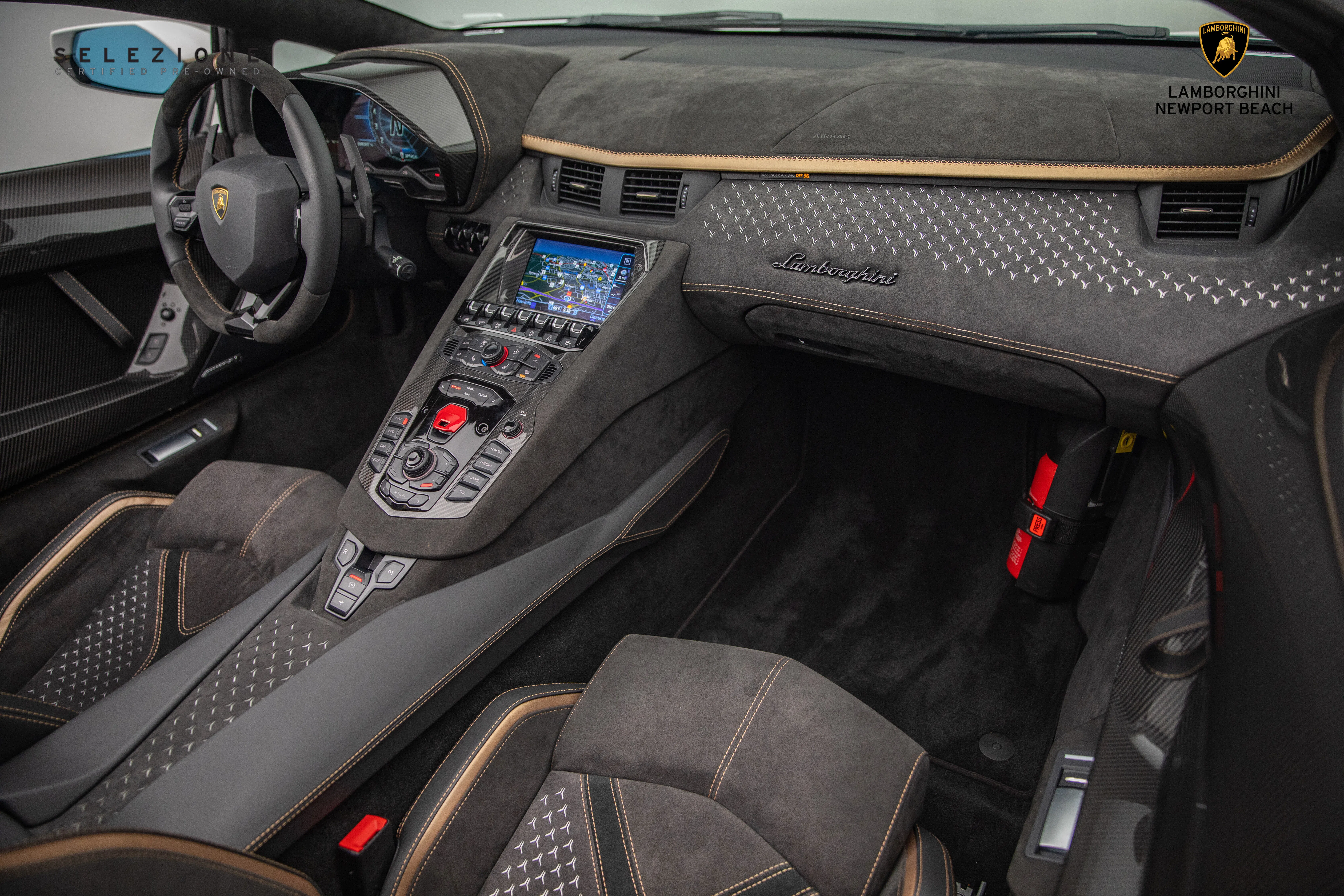 2022 Lamborghini Aventador LP 780-4 Ultimae Roadster interior, Nero Cosmus