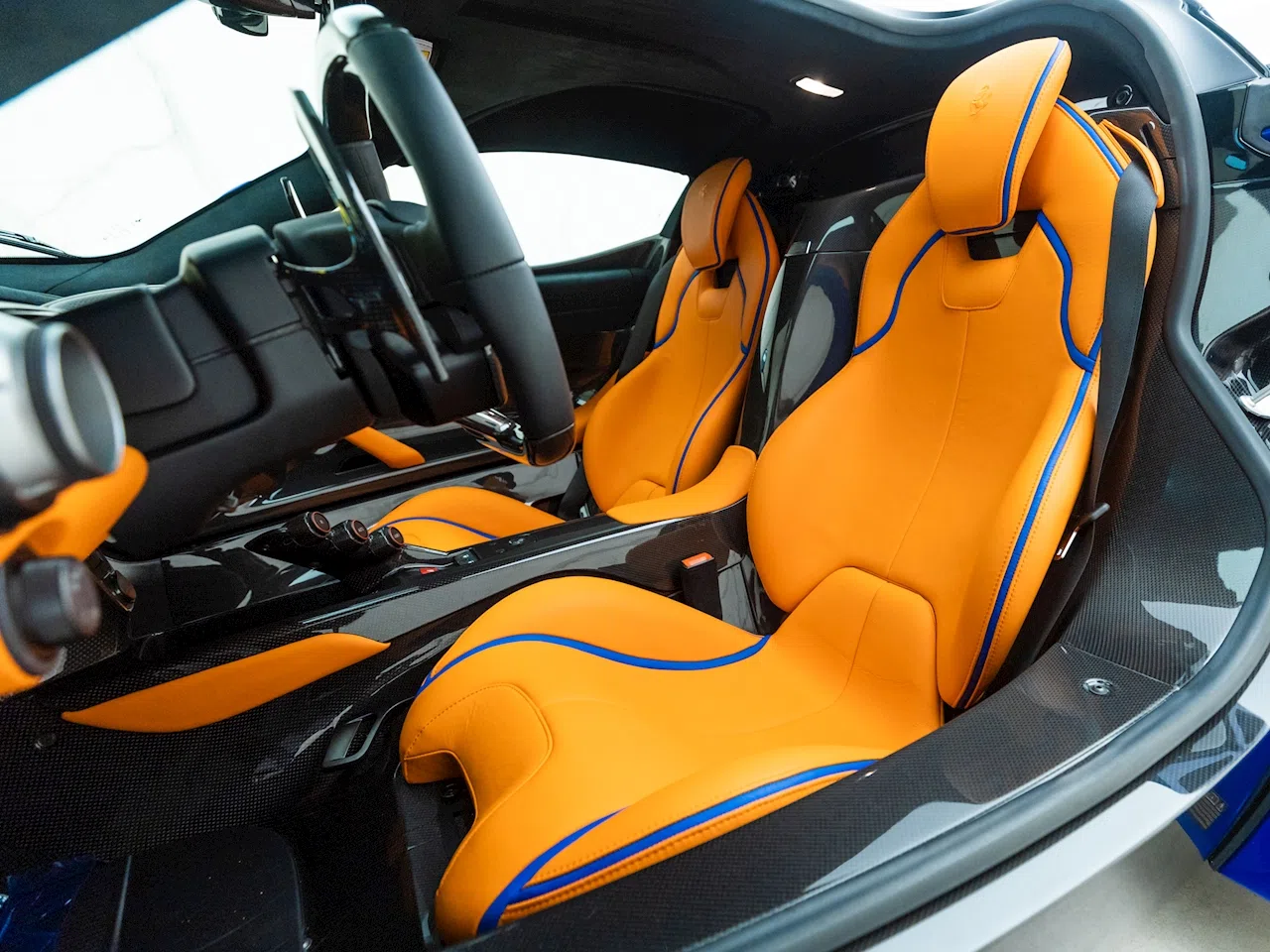 2018 Ferrari LaFerrari interior, seats, Hermes Orange Tailor Made Leather