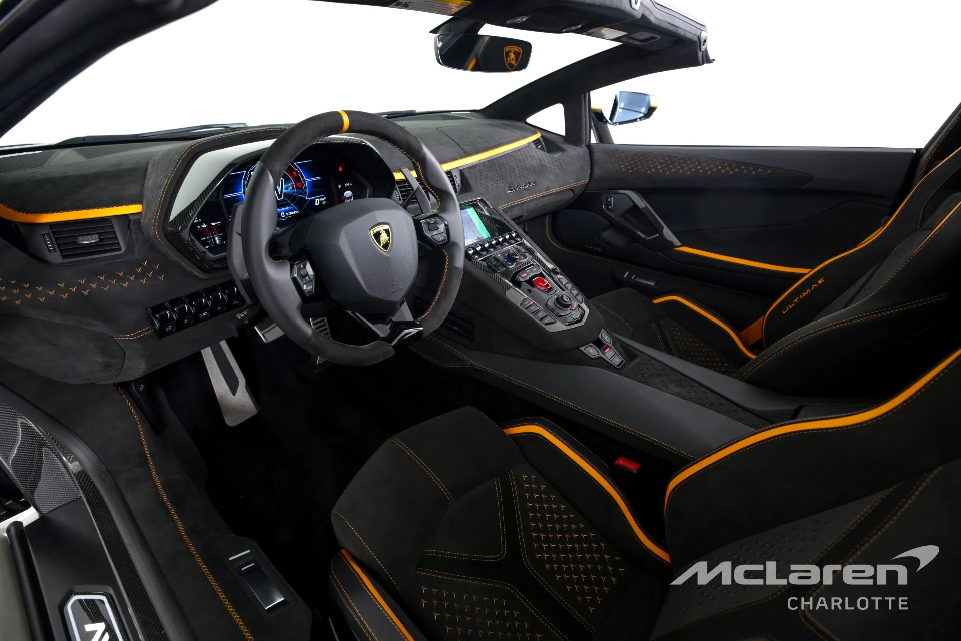 2022 Lamborghini Aventador LP 780-4 Ultimae Roadster interior, dashboard, Nero ADE/Arancio Leonis