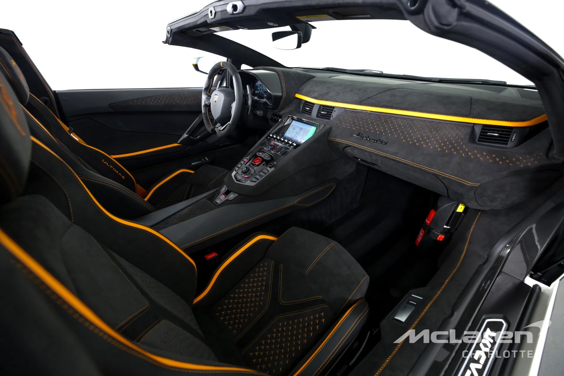 2022 Lamborghini Aventador LP 780-4 Ultimae Roadster interior, Nero ADE/Arancio Leonis