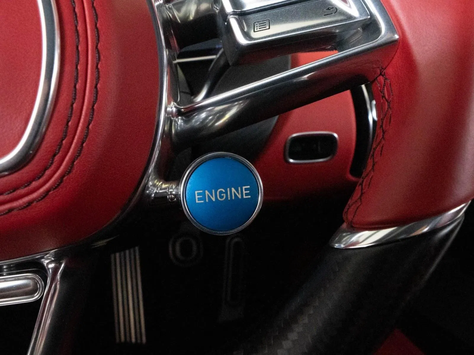2019 Bugatti Chiron Sport 110 ANS interior, center console, Red, Full leather
