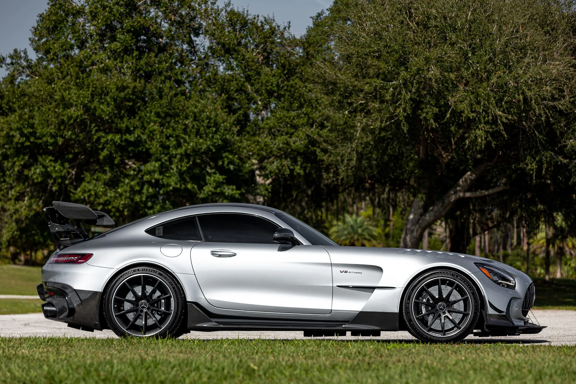 2021 Mercedes-AMG GT Black Series, side profile, Cirrus Silver Metallic
