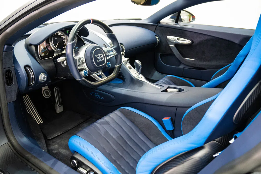 2020 Bugatti Chiron Sport 110 Anniversary interior, Blue