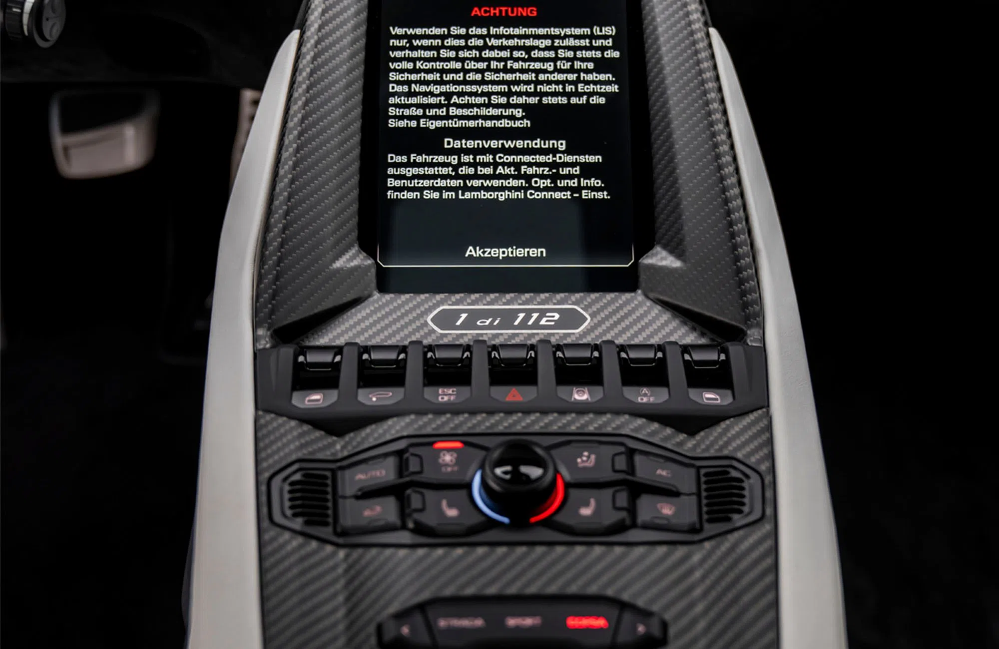 2022 Lamborghini Countach LPI 800-4 interior, center console