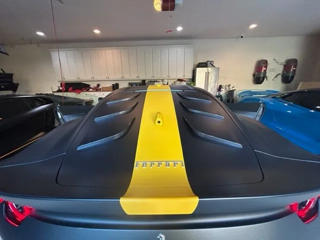 2022 Ferrari 812 Competizione for sale, exterior, Matte Black w/ Yellow