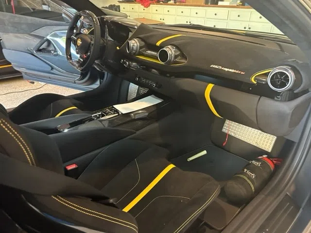 2022 Ferrari 812 Competizione interior, Black Alcantara w/ Yellow