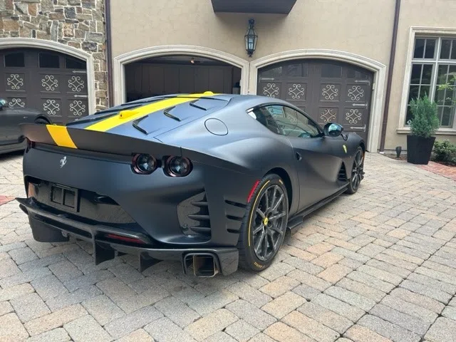 2022 Ferrari 812 Competizione for sale, exterior, Matte Black w/ Yellow
