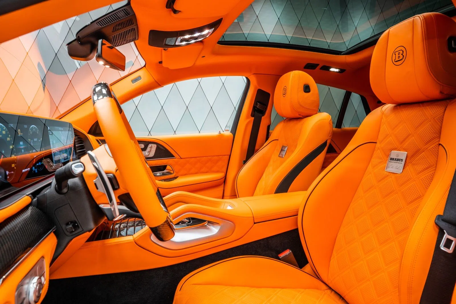 2023 BRABUS GLE 900 Rocket Edition interior, seats, Orange, Full Leather