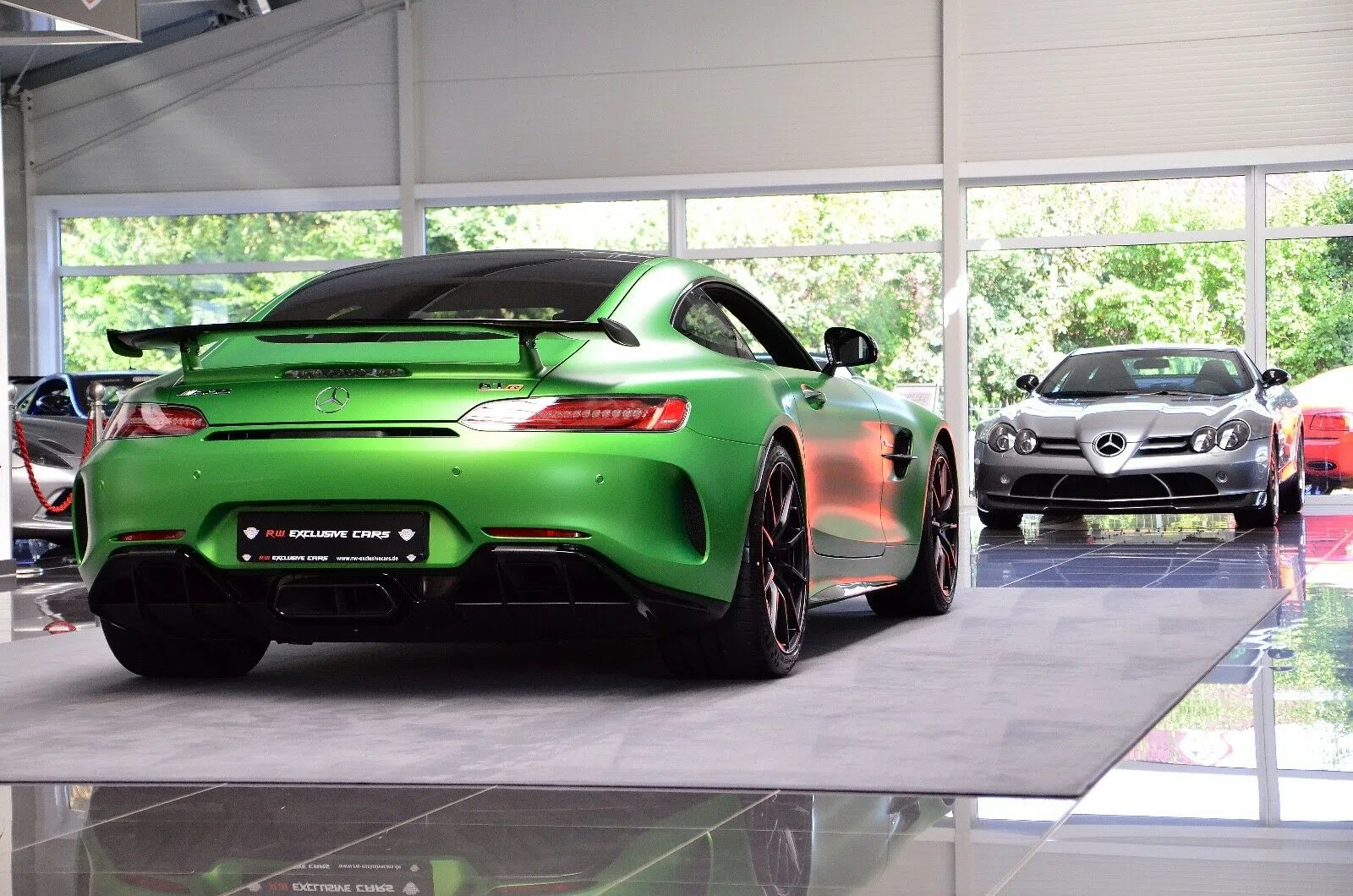 2018 Mercedes-Benz AMG GT R, rear three-quarter view, Green